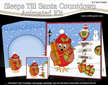 3D Xmas Cute Little Robin Sleeps Till Santa Animated Card