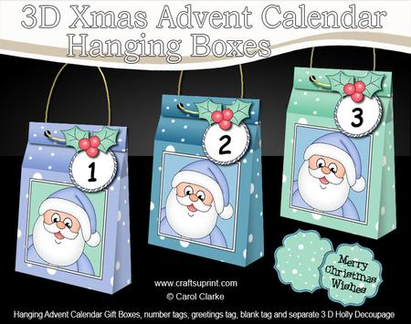 3D Santa Xmas Hanging Advent Calendar Box Kit