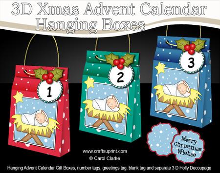 3D Nativity Xmas Hanging Advent Calendar Box Kit