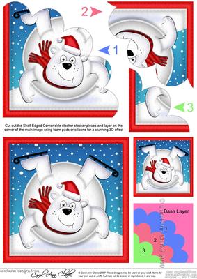 Xmas Oops Polar Bear Snowball Fan Pyramage Topper