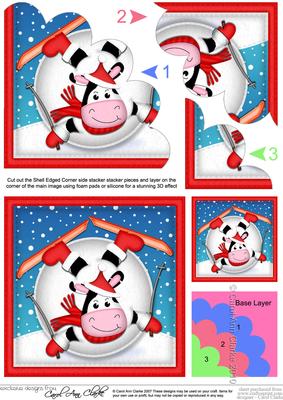Xmas Oops Milly Moo Cow Snowball Fan Pyramage Topper