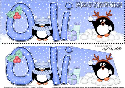 Large Dl Xmas Oli Penguins 3D Decoupage