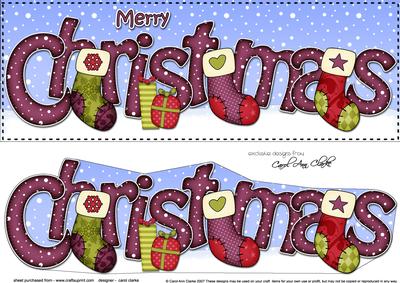 Large Dl Christmas Stockings Quick Card 3D Decoupage