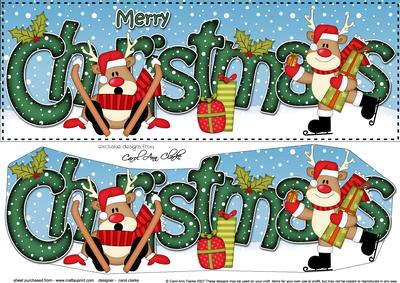 Large Dl Christmas Rudolph Quick Card 3D Decoupage