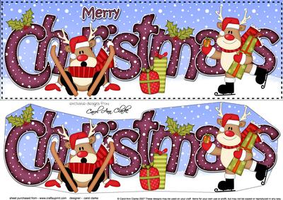 Large Dl Christmas Rudolph Quick Card 3D Decoupage