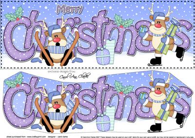 Large Dl Christmas Rudolph Quick Card 3D Decoupage