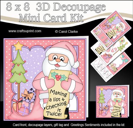 8x8 Xmas Santa's List Mini Kit 3D Decoupage
