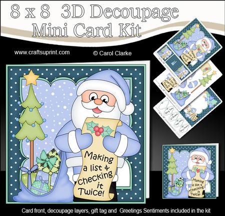 8x8 Xmas Santa's List Mini Kit 3D Decoupage