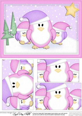 A5 Xmas Penguins Felties Pyramage Topper