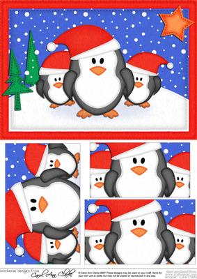 A5 Xmas Penguins Felties Pyramage Topper
