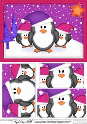 A5 Xmas Penguins Felties Pyramage Topper