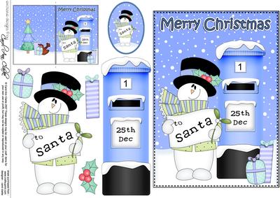 5x7 Christmas Snowman Postbox 3D Decoupage