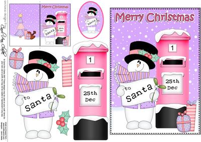5x7 Christmas Snowman Postbox 3D Decoupage