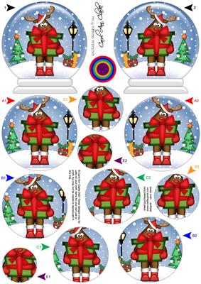 3D Rudolph Snow Globe Shaped Tree Decoration