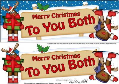 Lge Dl Xmas to You Both Rudolph Signpost Easicut 3D Dec
