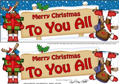 Lge Dl Xmas to You All Rudolph Signpost Easicut 3D Dec