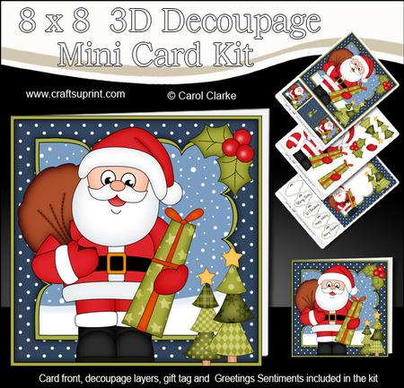 8x8 Xmas Santa Mini Kit 3D Decoupage