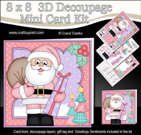 8x8 Xmas Santa Mini Kit 3D Decoupage