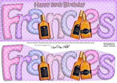 Large Dl 50th Birthday Frances Whisky 3D Decoupage