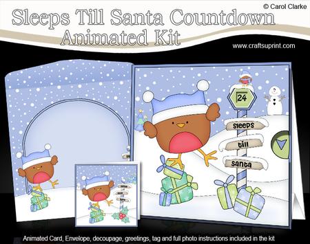 3D Xmas Bobbin Robin Sleeps Till Santa Animated Card