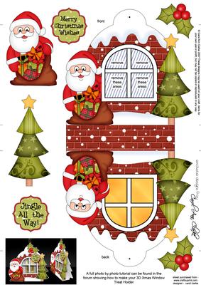 3D Santa Xmas Window Treat Holder Christmas Decoration