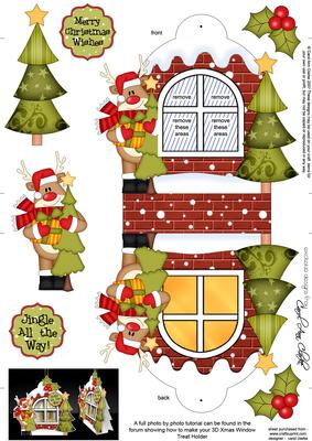 3D Rudolph Xmas Window Treat Holder Christmas Decoration