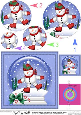 Xmas Snowman Snowglobe Circle Pyramage Topper