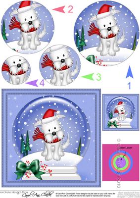 Xmas Westie Dog Snowglobe Circle Pyramage Topper