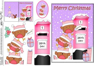 Christmas Robins Postbox 5x7 3D Decoupage