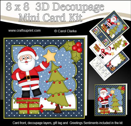 8x8 Xmas Dressing the Tree Santa Mini Kit 3D Decoupage