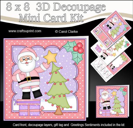 8x8 Xmas Dressing the Tree Santa Mini Kit 3D Decoupage