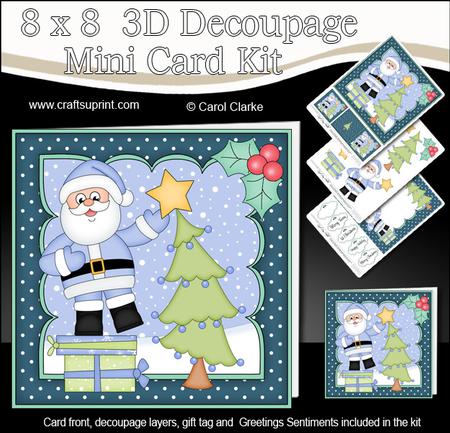8x8 Xmas Dressing the Tree Santa Mini Kit 3D Decoupage