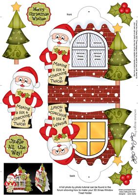 3D Santa Xmas Window Treat Holder Christmas Decoration
