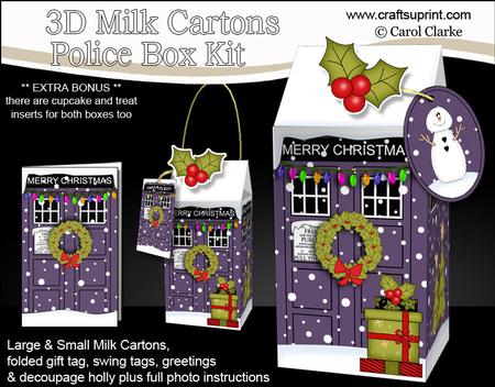 3D Xmas Police Box Milk Carton Treat Boxes