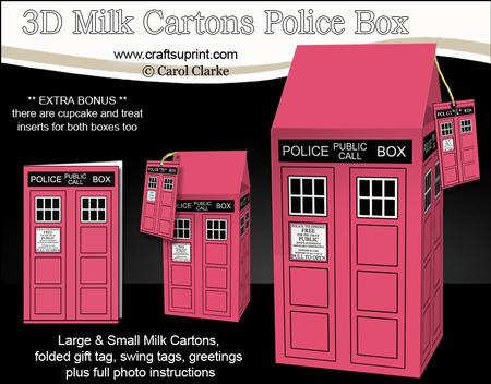 3D Police Box Milk Carton Treat Boxes
