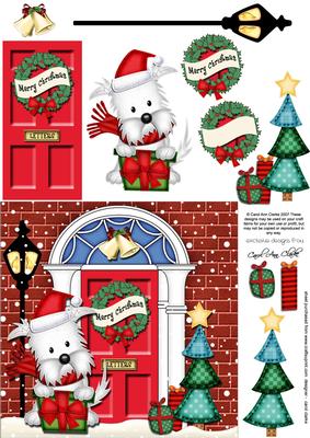 Westie Dog Christmas Door 3D Decoupage