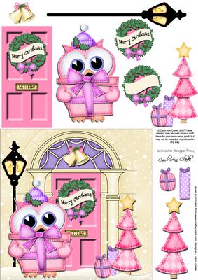 Little Hoot Owl Christmas Door 3D Decoupage