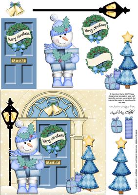 Snowman Christmas Door 3D Decoupage
