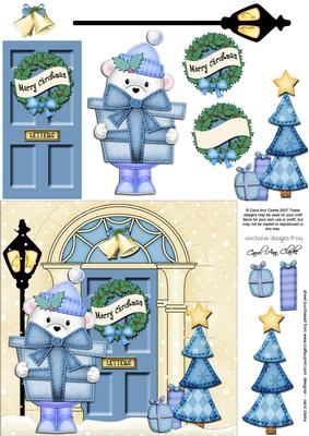 Teddy Ed Christmas Door 3D Decoupage