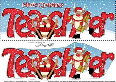 Large Dl Xmas Teacher Oops Rudolph 3D Decoupage