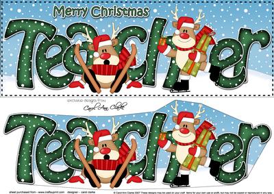 Large Dl Xmas Teacher Oops Rudolph 3D Decoupage