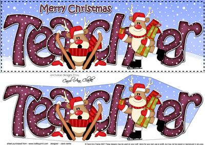 Large Dl Xmas Teacher Oops Rudolph 3D Decoupage
