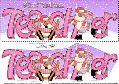 Large Dl Xmas Teacher Oops Rudolph 3D Decoupage