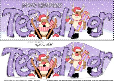 Large Dl Xmas Teacher Oops Rudolph 3D Decoupage