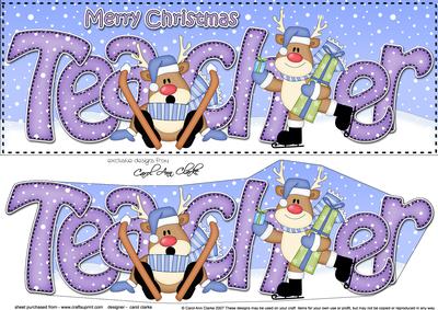 Large Dl Xmas Teacher Oops Rudolph 3D Decoupage