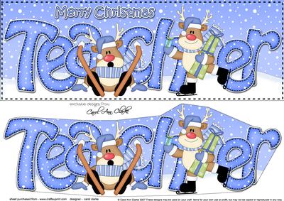Large Dl Xmas Teacher Oops Rudolph 3D Decoupage