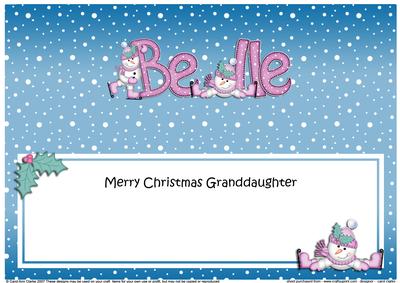 Large Dl Xmas Granddaughter Belle Snowman Matching Insert