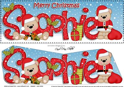 Large Dl Xmas Sophie Livvy Bear 3D Decoupage