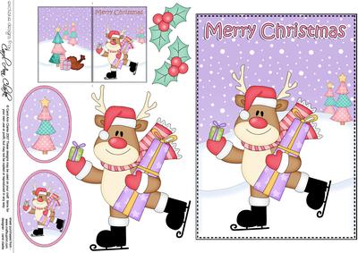 5x7 Christmas Rudolph 3D Decoupage