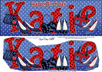 Large Dl Birthday Katie Shoes & Handbags 3D Decoupage